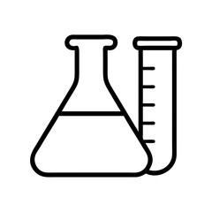 Science lab equipment vector illustration featuring beaker and test tube outline for experiments