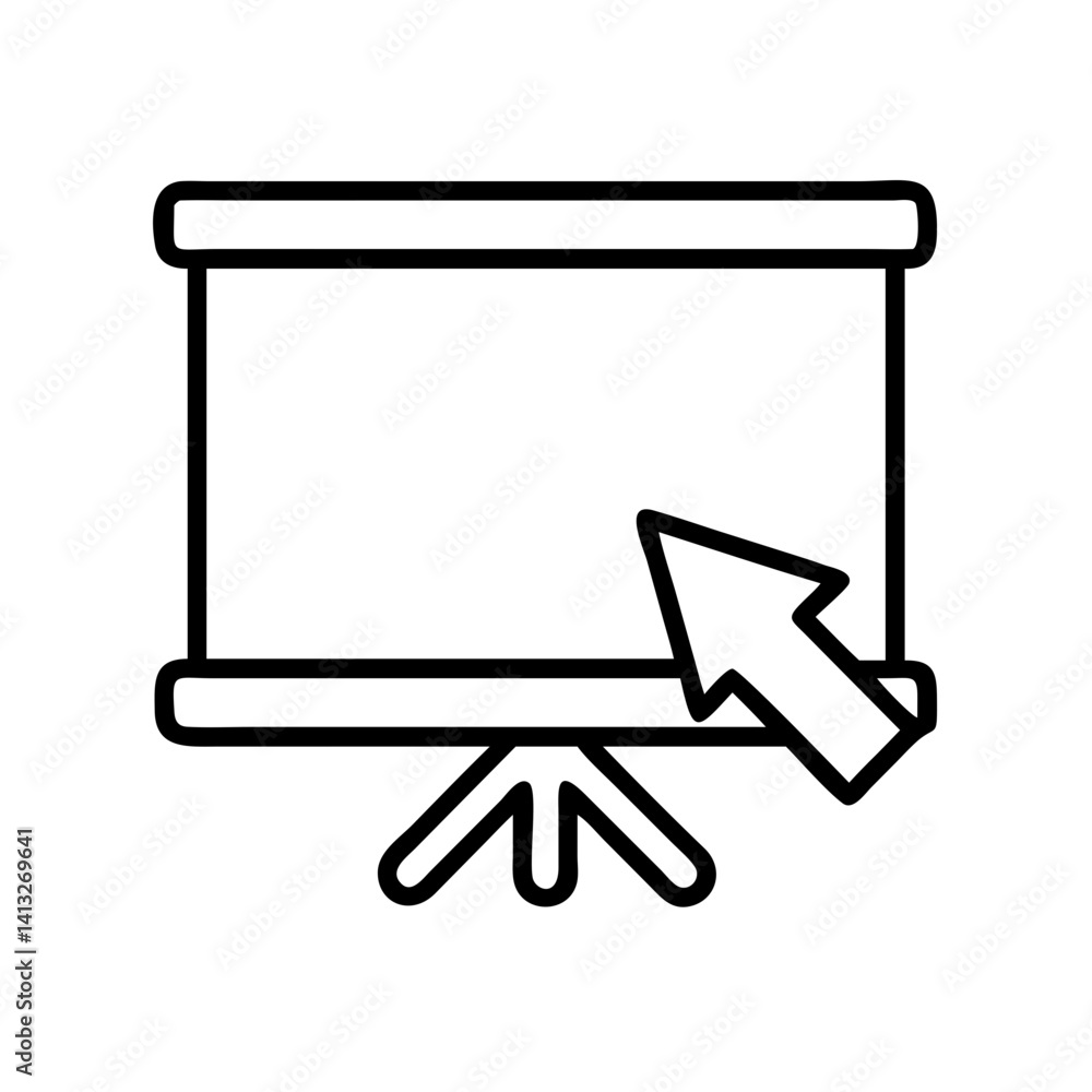 Poster presentation board with cursor arrow icon vector for business meeting and conference design element