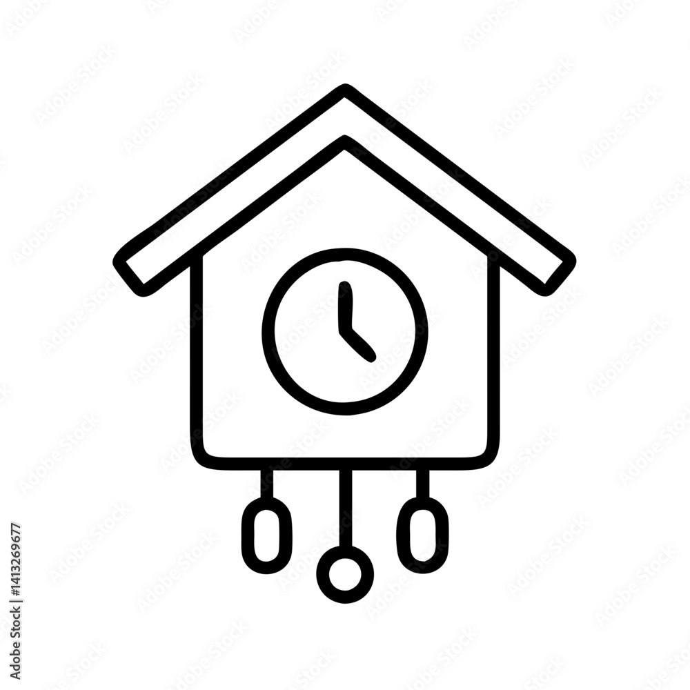 Aufkleber outline cuckoo clock time design vector illustration cuckoo clock time icon cuckoo clock design