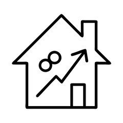 Real estate market growth house prices rising property value investment home sales trend arrow up icon