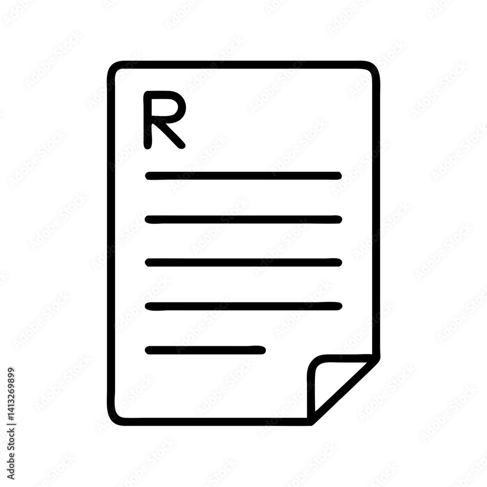 Poster review document icon vector file with letter r for report or record keeping management system