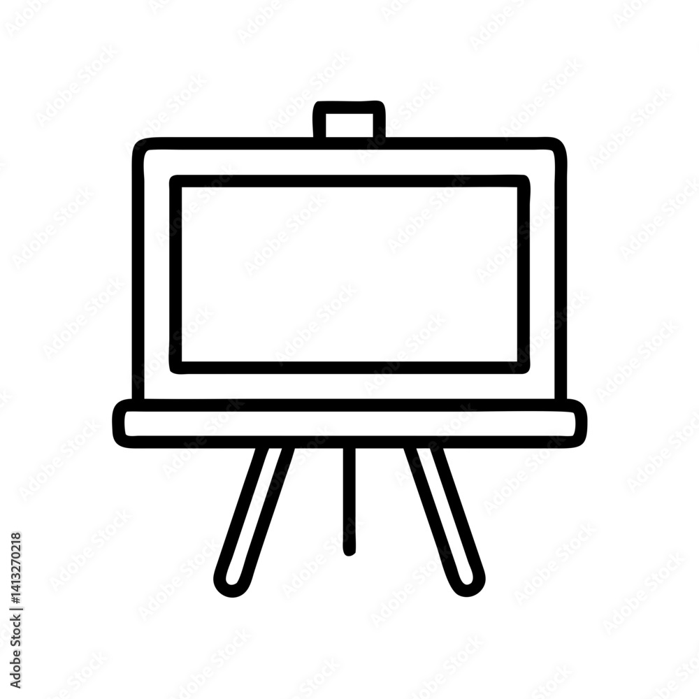 Aufkleber isolated outline drawing of presentation board easel for teaching and art studio use vector icon