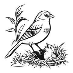 Obraz premium Bird perched on the nest