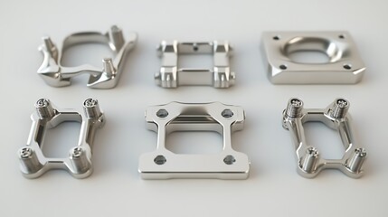 Polished Metal Parts with Industrial Design.