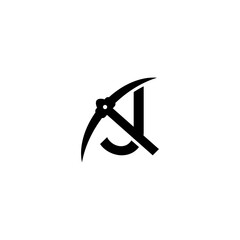 letter j initial miner tools monogram logo
