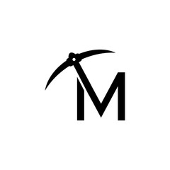letter m initial miner tools monogram logo