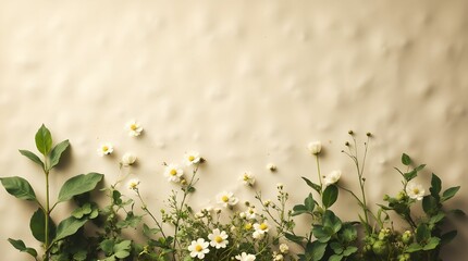 Ecological composition of natural elements with herbs. Banner with empty space for text