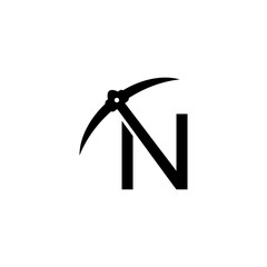 letter n initial miner tools monogram logo