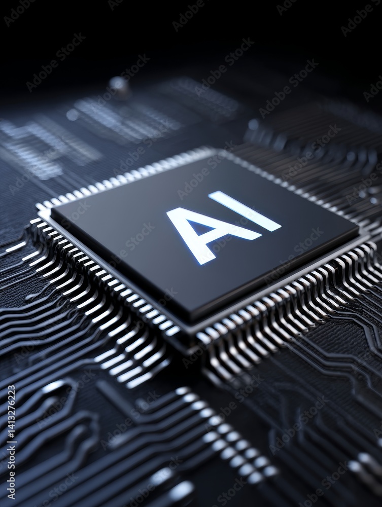 Poster ai microchip technology: powering the future - advanced ai processor, future technology, intelligenc