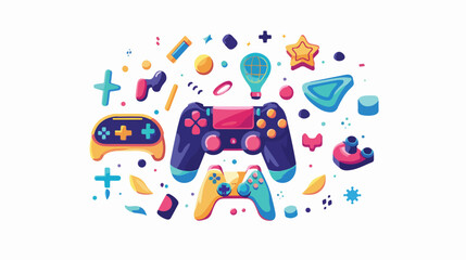 Obraz premium Epic Gaming Moments: Flat Vector Illustrations of Intense Gameplay Action Scenes, Perfect for Game 