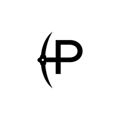 letter p initial miner tools monogram logo