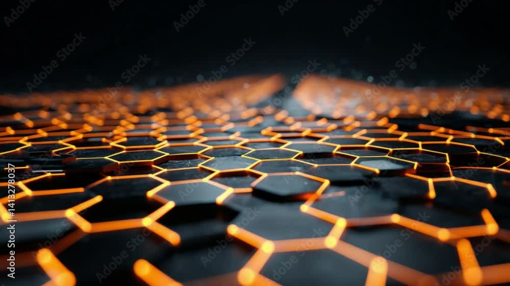 Poster honeycomb grid of innovation: a mesmerizing abstract design composed of a honeycomb grid, its geomet