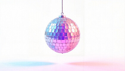 Stylized 3D disco ball hanging in pastel colors, modern elegance
