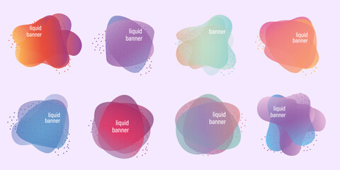 Liquid banner. Text Stickers. Modern design for text messages.  Labels in delicate colors on transparent background. Vector illustration.	