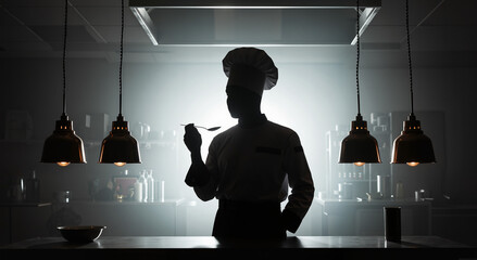 silhouette of a chef