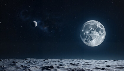 Heart-shaped Earth seen from moon's surface under starry night sky, cosmic love