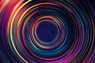 Obraz premium Vibrant Circular Pattern with Light Trails in Colorful Swirling Design for Abstract Backgrounds and Modern Art Projects
