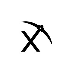 letter x initial miner tools monogram logo