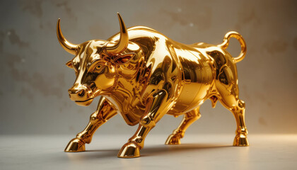 stunning gold bull sculpture symbolizes strength and prosperity, perfect for rally