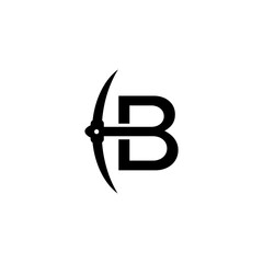 letter b initial miner tools monogram logo