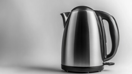 Electric kettle with clear water level indicator and ergonomic handle on a white backdrop