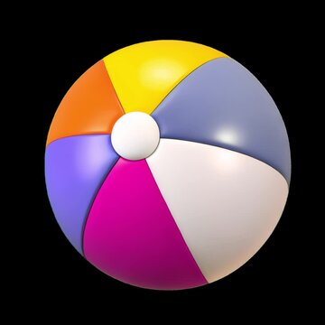 Beach ball 3d element animation isolated asset, transparent 4K video, alpha channel, ProRes 4444