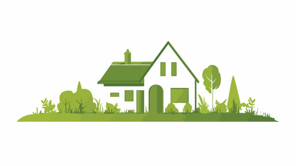 Naklejka premium Eco-Friendly Real Estate Logo: Modern Green House Icon, Flat Design, Vector Illustration, Perfect 