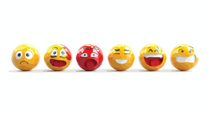 Cheerful 3D Emoji Group: Red and Yellow Fun Expressions joy art cute mood bold happy faces icons    
