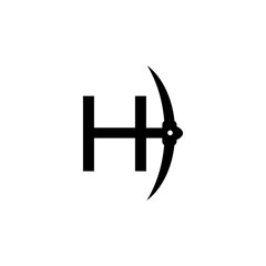 letter h initial miner tools monogram logo