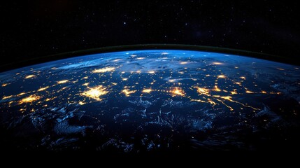 Obraz premium Earth at Night: A Stunning View of Our Planet's Illuminated Cities