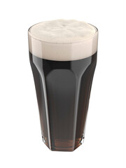 Glass of dark beer on transparent background