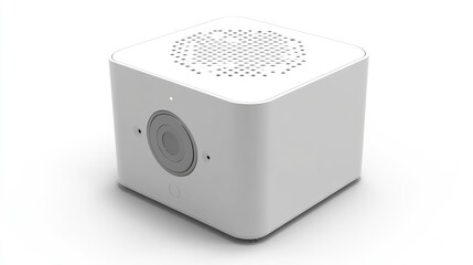 Obraz premium Wireless intercom unit for multi-room communication shown on white background