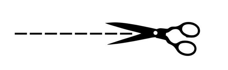 vector illustration of scissors cutting dotted line on white background