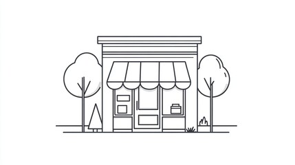Simple storefront, urban setting, illustration, for use in business, or retail concepts