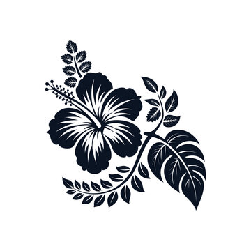 Hawaiian flower silhouette logo vector line art logo design outline