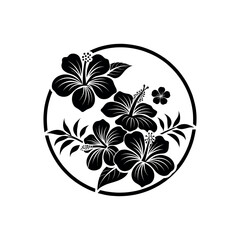 Hawaiian flower silhouette logo vector line art logo design outline