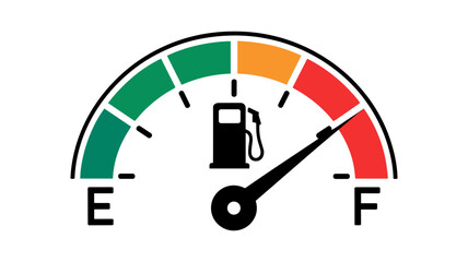 Fuel Gauge Indicator: A vibrant fuel gauge graphic vividly indicates the remaining fuel level, offering a clear visual representation of fuel consumption, perfect for various illustrative needs.