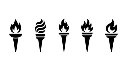 Torch Icons: An array of torch icons, each with a unique flame design, symbolizing illumination, guidance, and the spirit of competition and legacy.