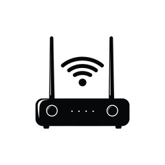 Flat vector icon of wireless router and modem with wifi signal for web and mobile apps