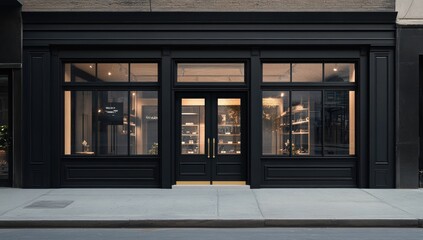 Elegant Black Storefront of a Boutique Shop in the City