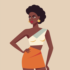 Stylish African American Woman in Modern One Shoulder Outfit