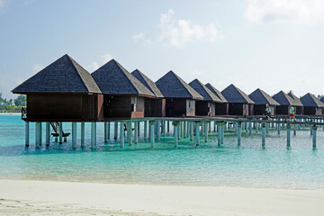 water villas on a exotic maldives island