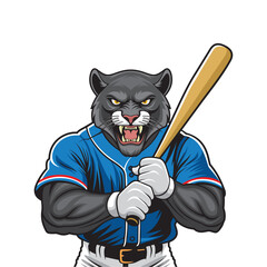 baseball mascot vector illustration panther baseball design