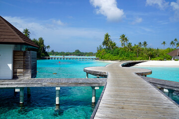 water villas on a exotic maldives island