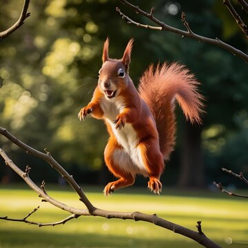 Fototapeta squirrel on a tree