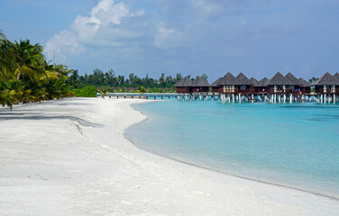 water villas on a exotic maldives island
