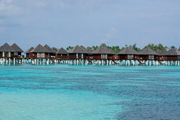 water villas on a exotic maldives island