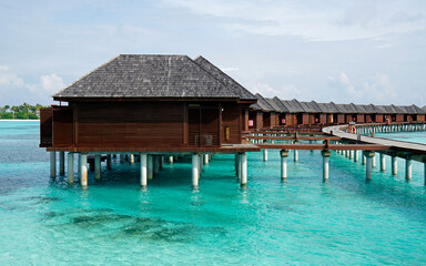water villas on a exotic maldives island