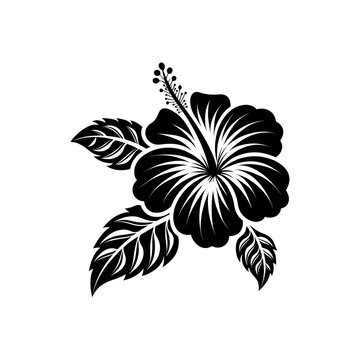 Hawaiian flower silhouette logo vector line art logo design outline