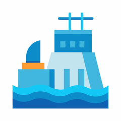 Naklejka premium Hydroelectric dam flat vector icon clean energy generation illustration